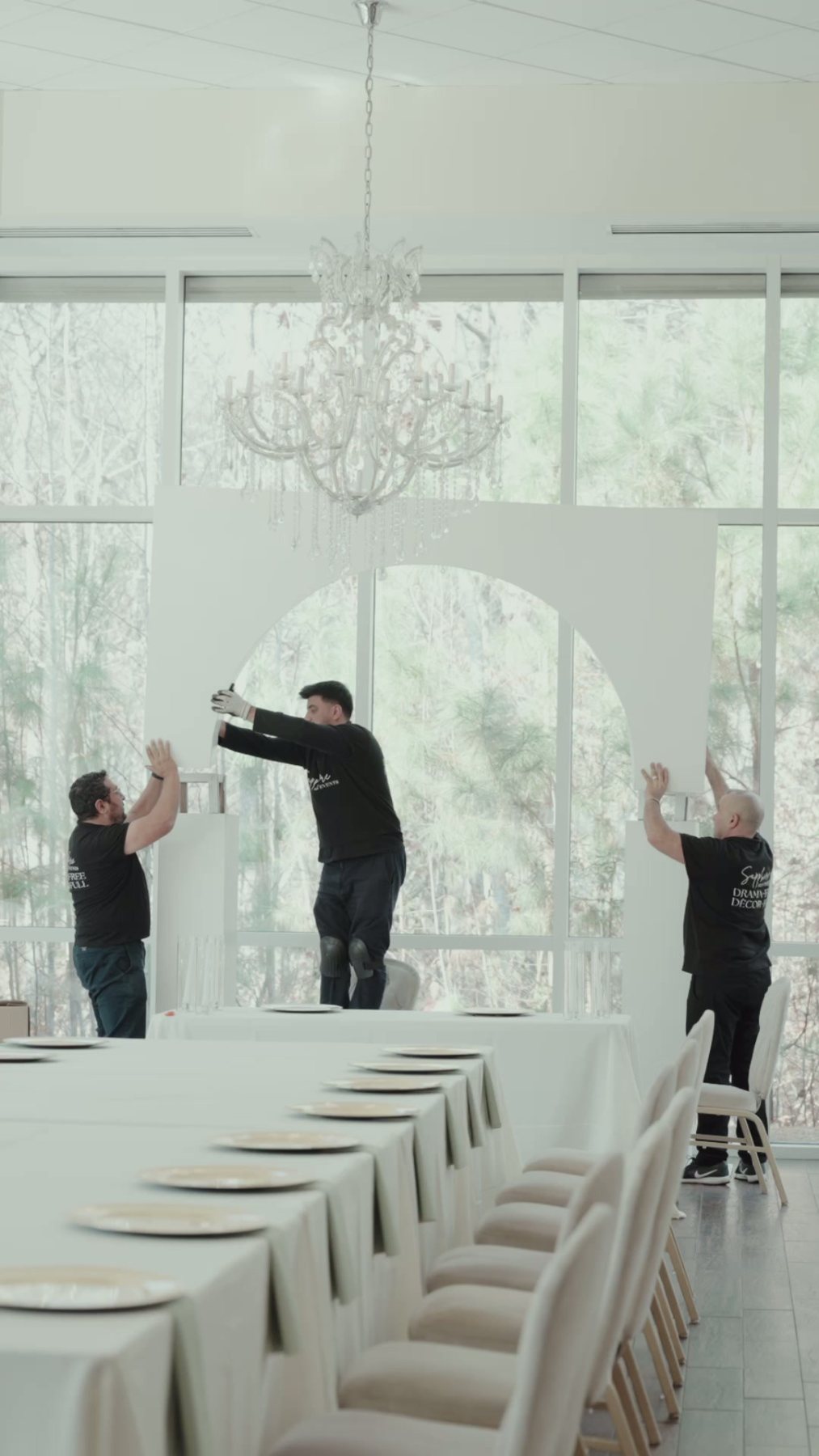 Sapphire Sky team setting up a reception