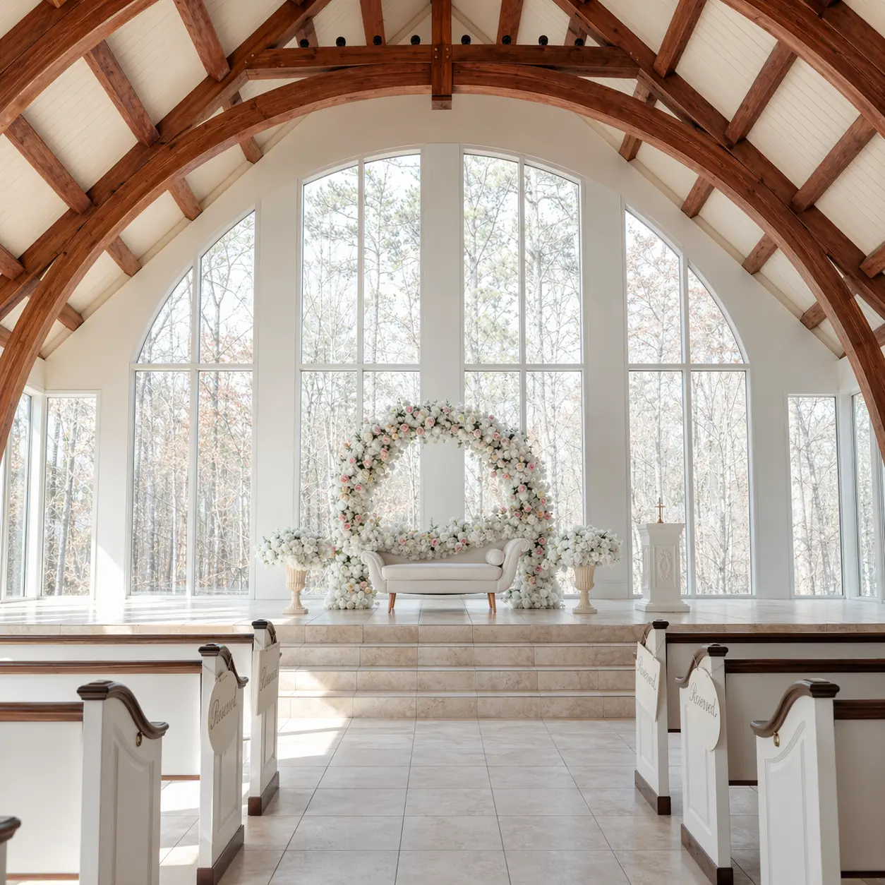 Wedding stage arch décor by Sapphire Sky Events